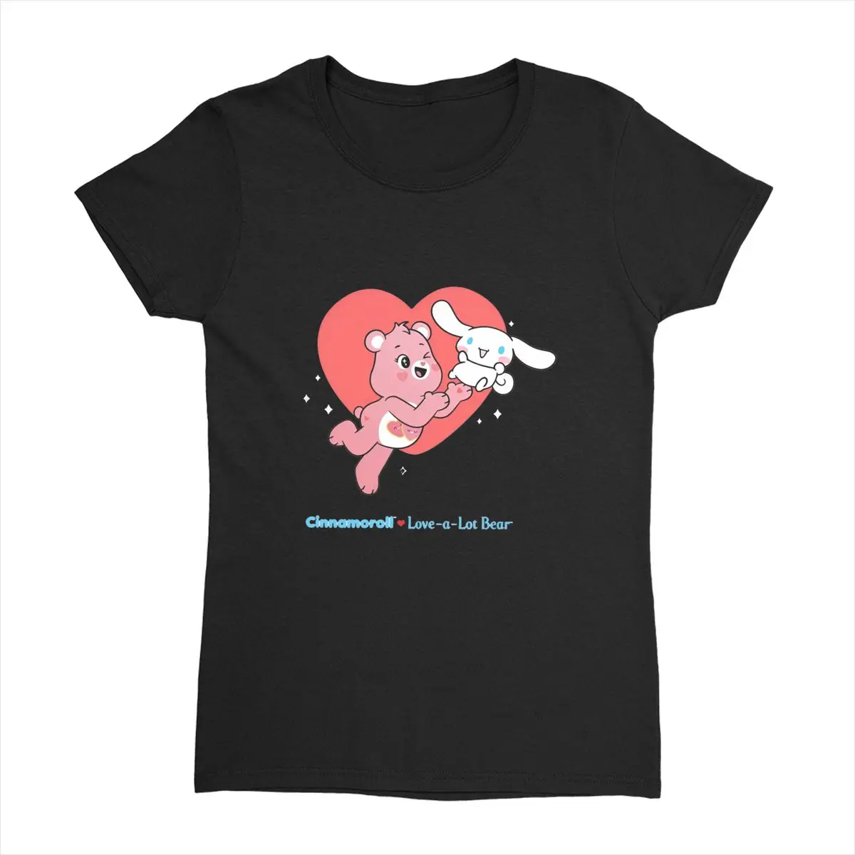 Cinnamoroll And Love A Lot Bear Cotton T-Shirt Woman Y2K Funny Casual T Shirts Summer O-Neck Harajuku Tees Oversized Tops