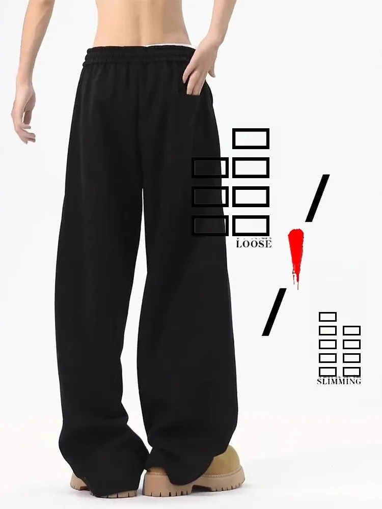 

Модные базовые брюки-стрейт из уличной моды для мужчин: универсальные свободные повседневные драпированные широкие брюки на осень-зиму