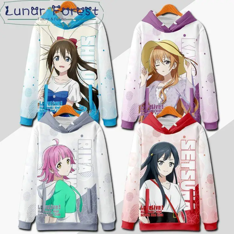 Love Live! Nijigasaki High School Idol Club 3D Printing Autumn Popular Japanese Anime Hoodies Sweatshirt Long Sleeves Pollover