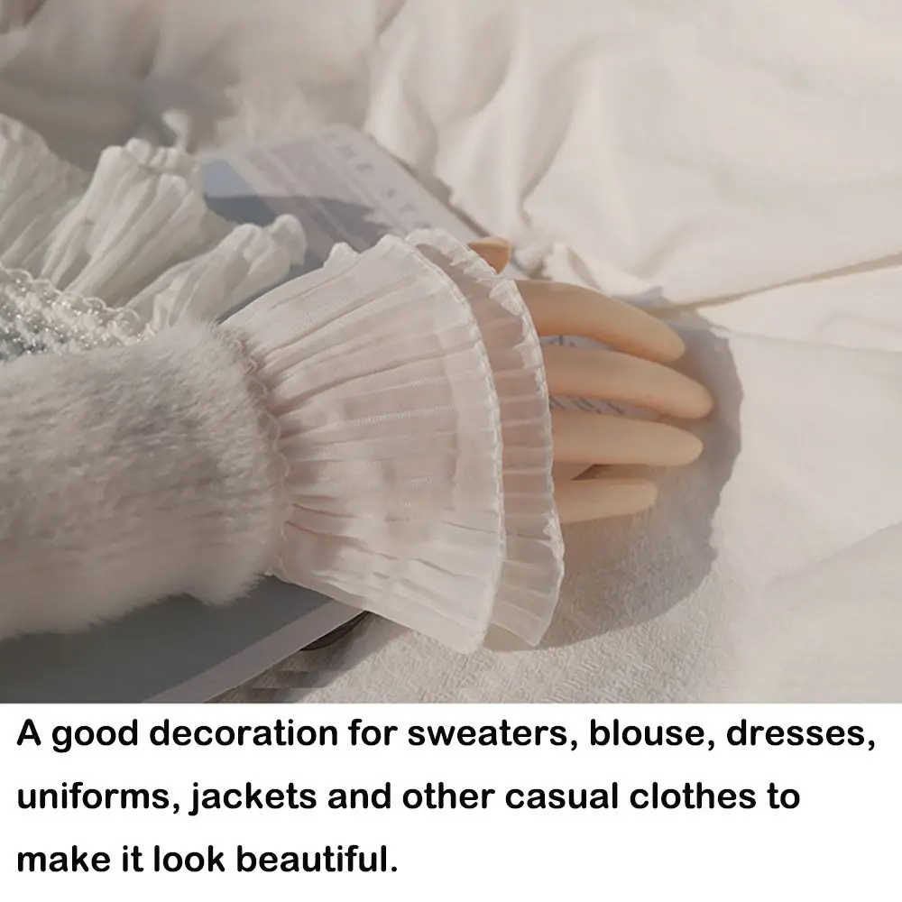1Pair Spring Autumn Gloves Scar Cover Sweater Decorative Fake Sleeve Lace Cuffs Ruffles Elbow Sleeve Detachable Sleeve Cuffs