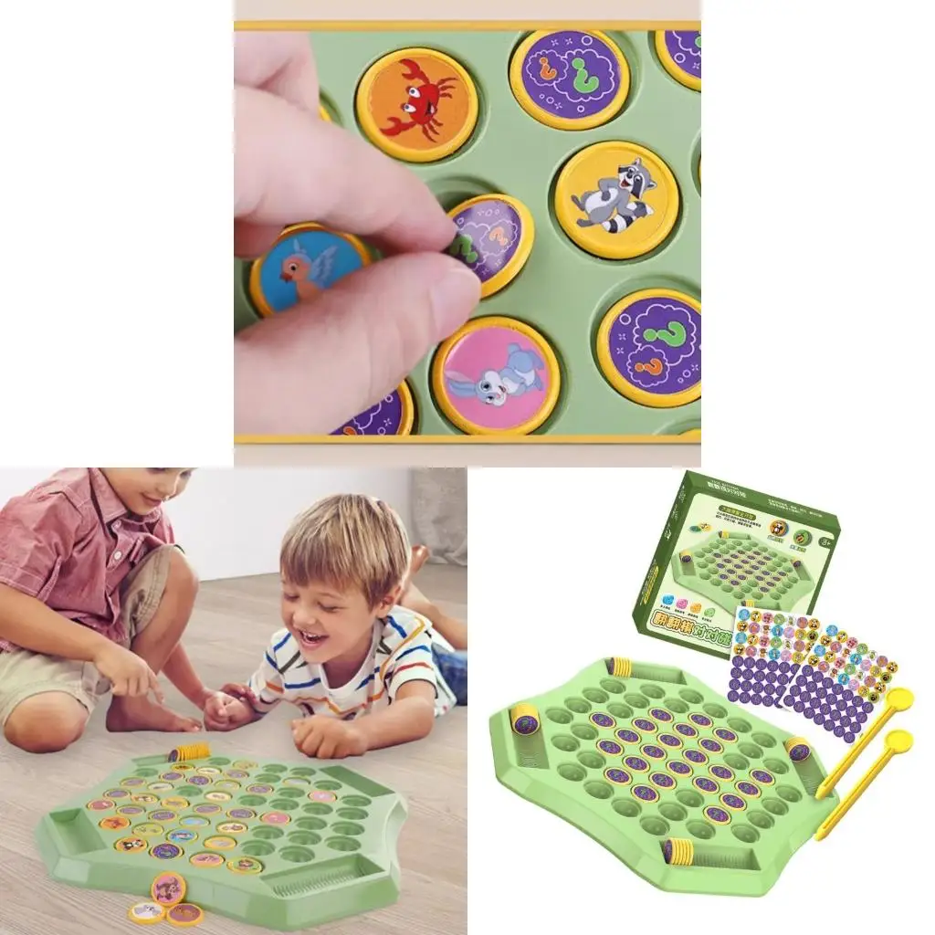 Q39E Fun Flipping Chess Memory Game Animal Fruit Pattern Memory Flipping Chess Matching Game for Kindergarten Gathering Activity
