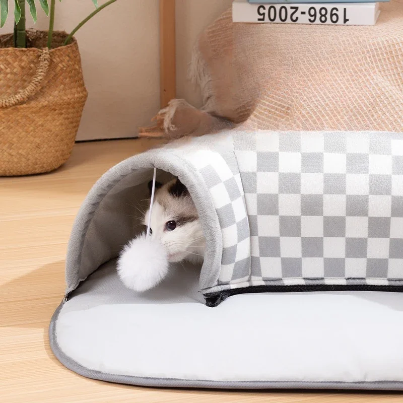 65x45x17CM Tunnel Cat Nest Dog House Bed Detachable Closed Washable Cute Cat House Home Mat Pet Supplies Accessories  Gatos