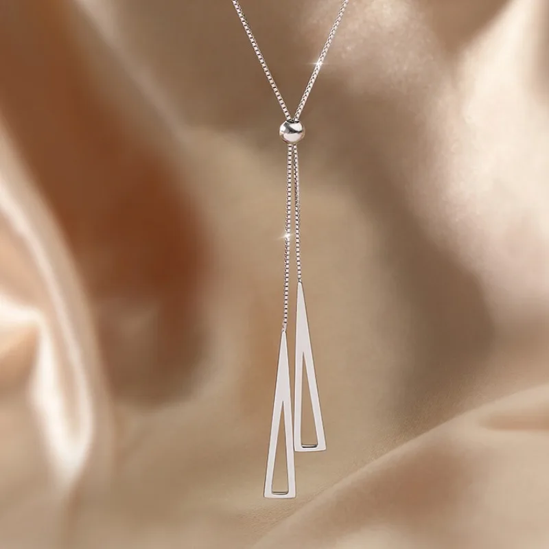 Geometric Pulling Necklace Design Hollow out Style Triangle Collar Chain New in Simple Irregular Pendant Party Jewelry Gift