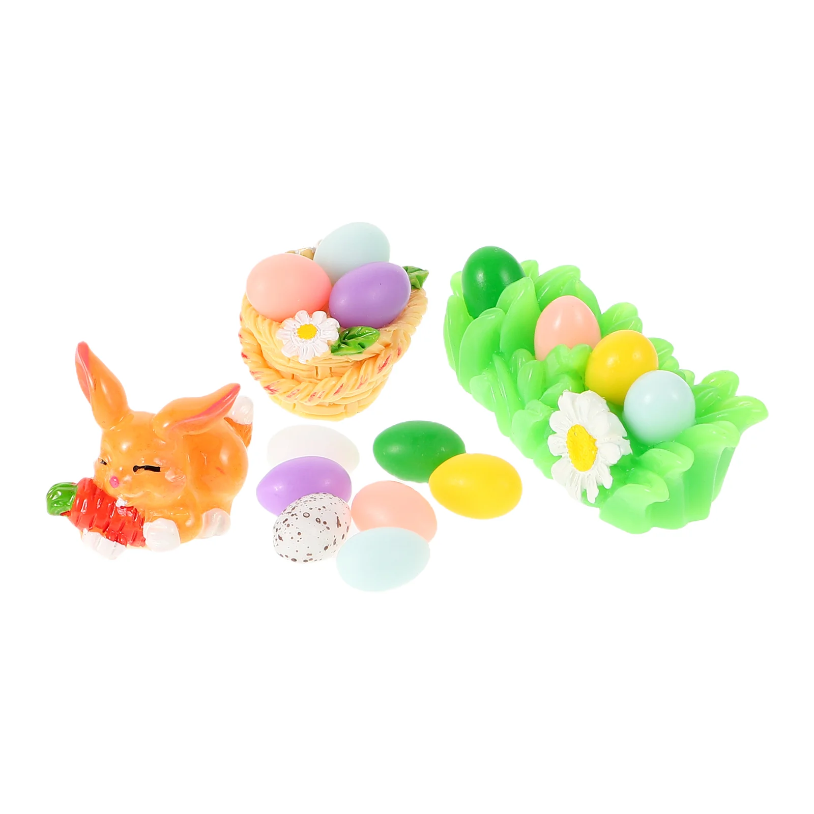 10 Pcs Easter Decorations Small Fabric Dog Toy Basket Mini Statue Bunny Egg Table Centerpieces Craft Supplies Resin Tabletop