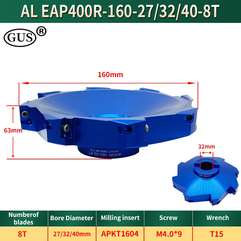 EAP BAP 400R 90 Degree 40 50 63 80 100 125 160 Aluminum Face Milling Cutter Head for APKT1604 Milling inserts lathe accessories