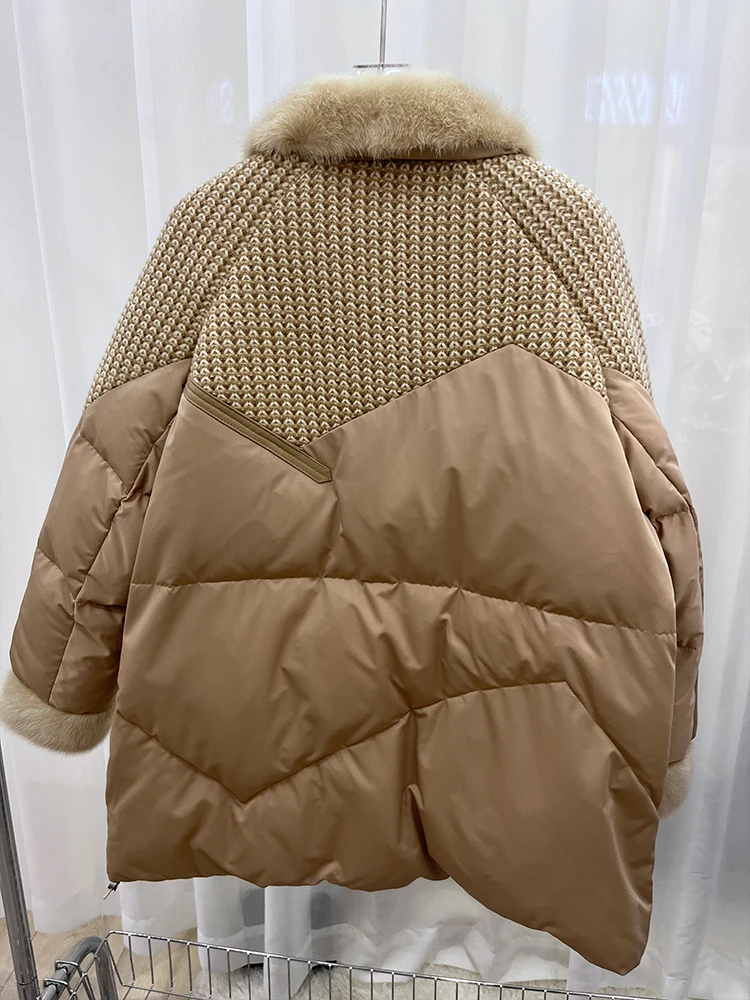 2023 New Women Goose Down Jacket Mink Fur Collar Winter Warm Thick Luxury Parkas Female Puffer Jacket Outwear