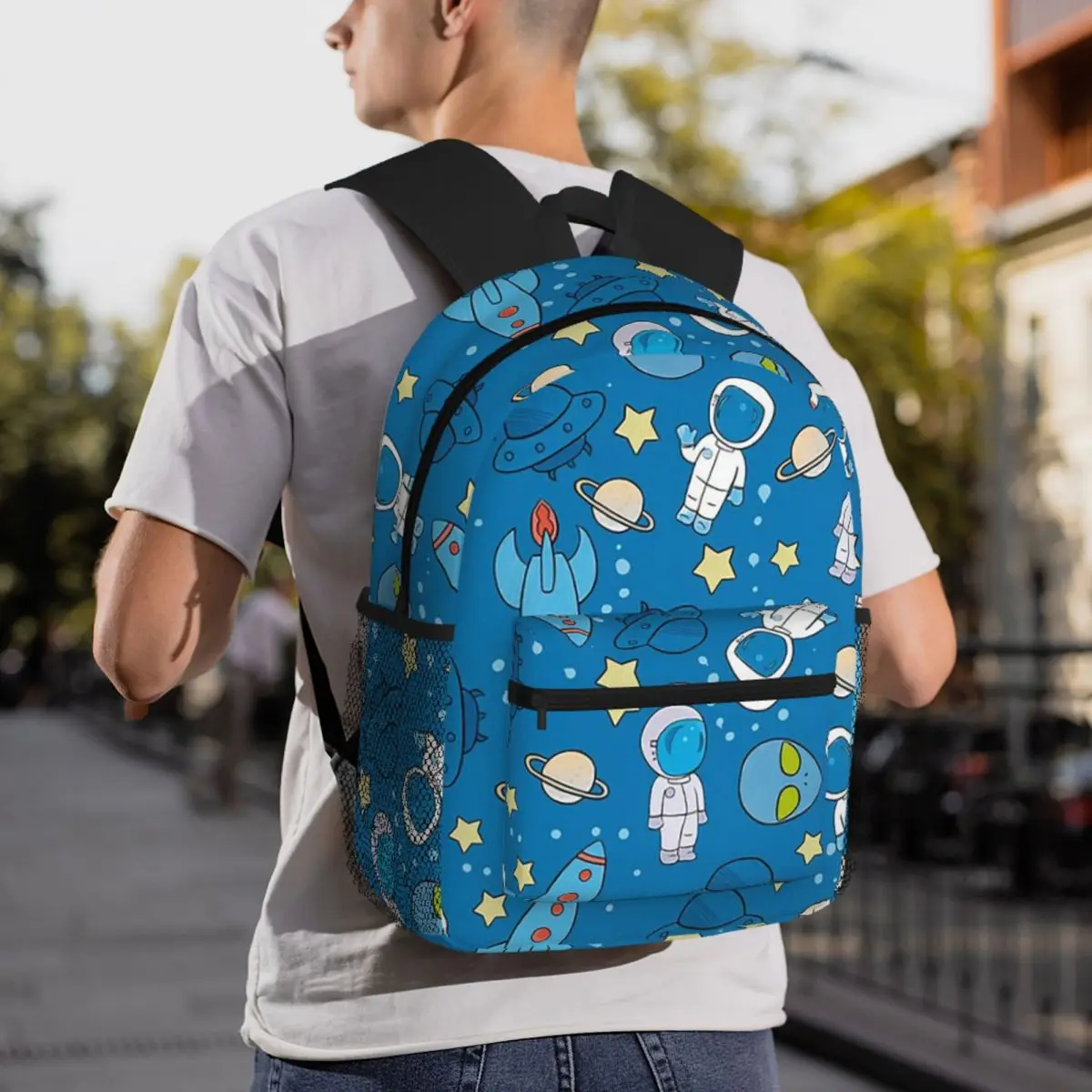Astronaut Planet Rocket Space Pattern Backpack Student BookBag Kids School Bag Computer Shoulder Bags for Boys Girls