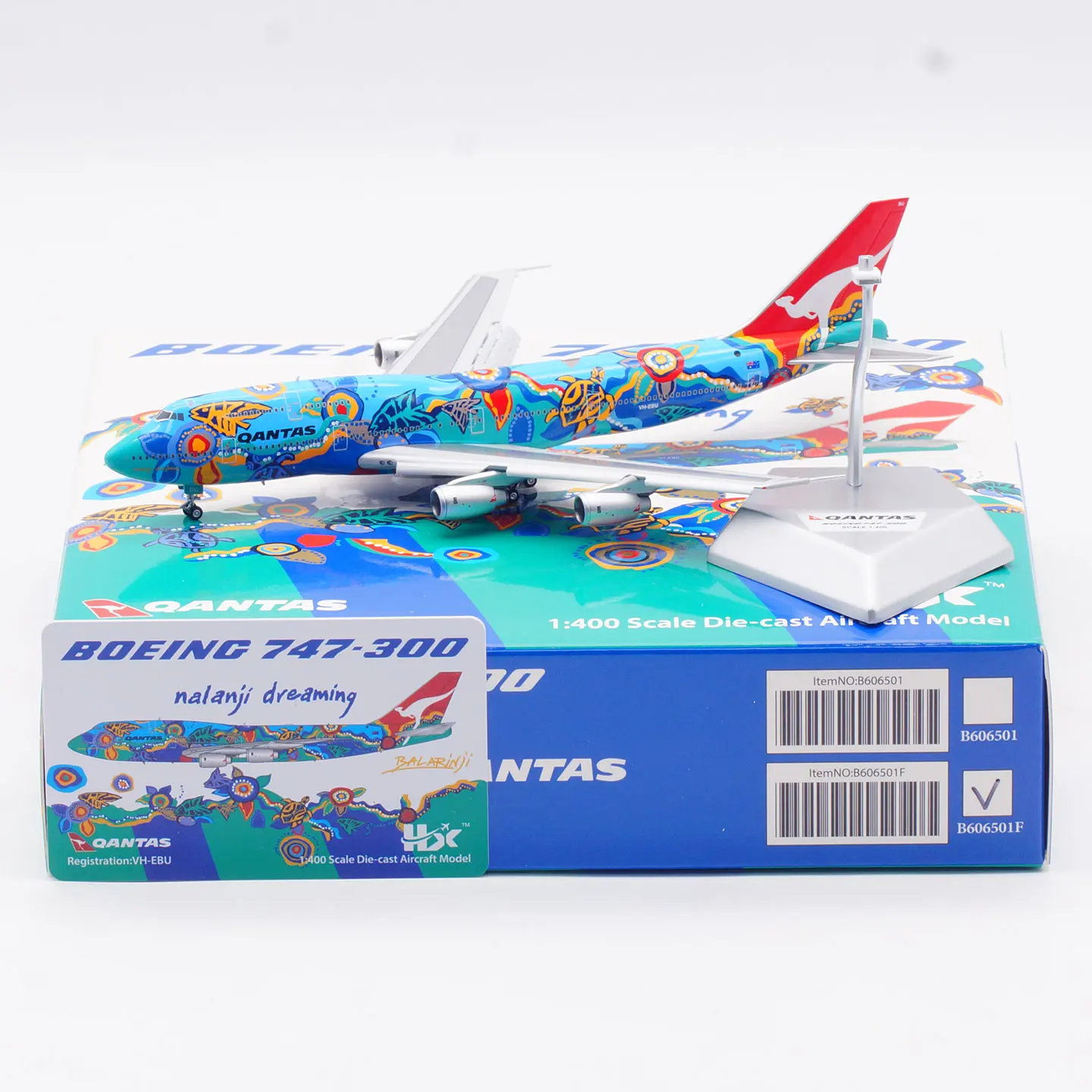 B606501F سبيكة تحصيل طائرة هدية HX نموذج 1:400 Qantas الخطوط الجوية بوينغ B747-300 دييكاست نموذج طائرة VH-EBU اللوحات أسفل