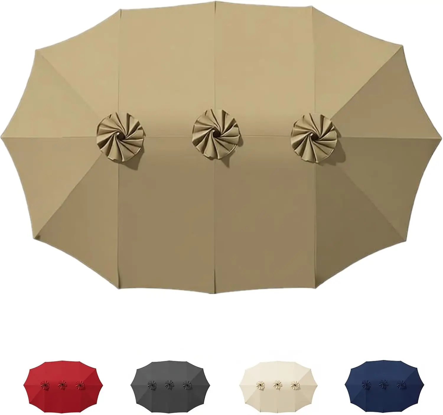 15ft Patio Umbrella Replacement Canopy for 12 Ribs, Large Outdoor Umbrella Top Cover Only,Double-Sided Fabric for Market Umbrell