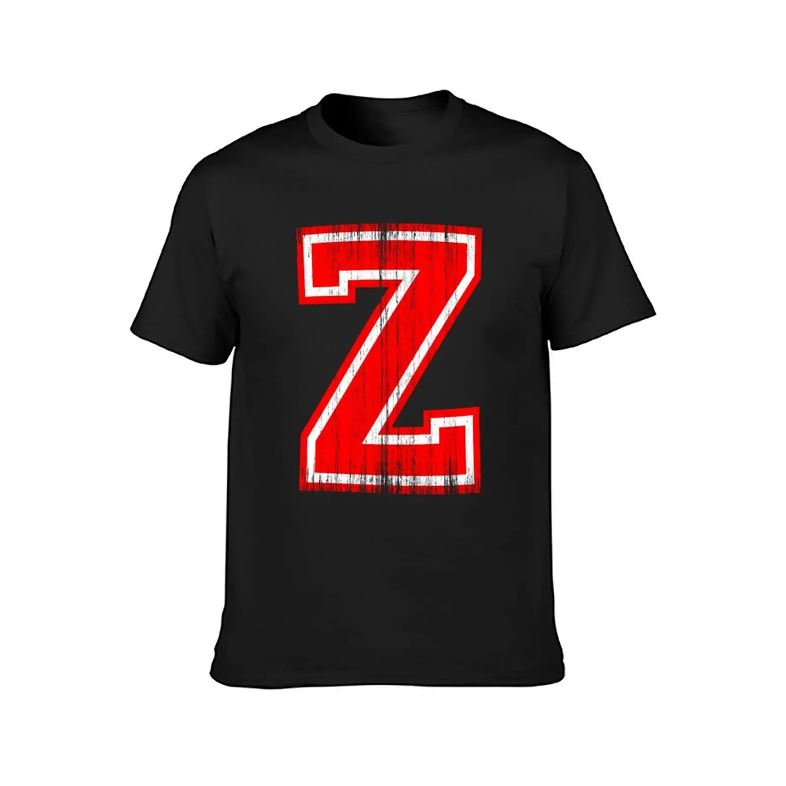 Big Red Letter Z T-Shirt kawaii clothes plus size tops tees Men's cotton t-shirt