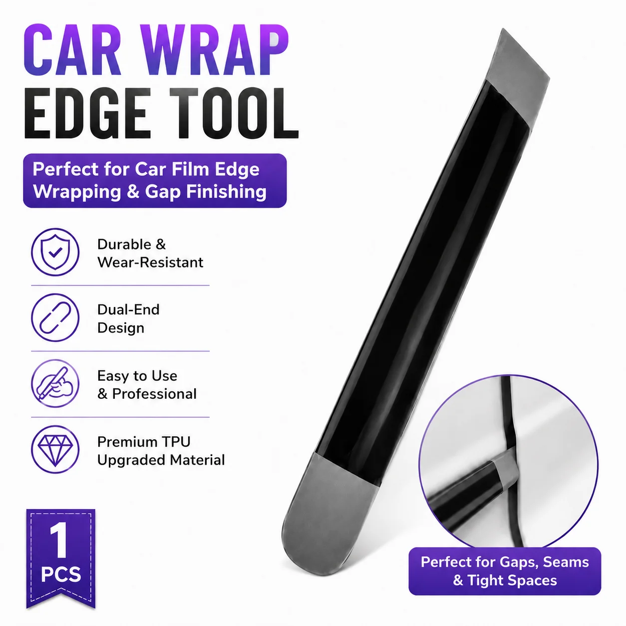 Screen Printing Squeegee - Auto-Folien-Kantenwerkzeug TPU-Vinylfolien-Installationswerkzeug Doppelendiger PPF-Folien-Abzieher Spalt-Finish-Werkzeug für