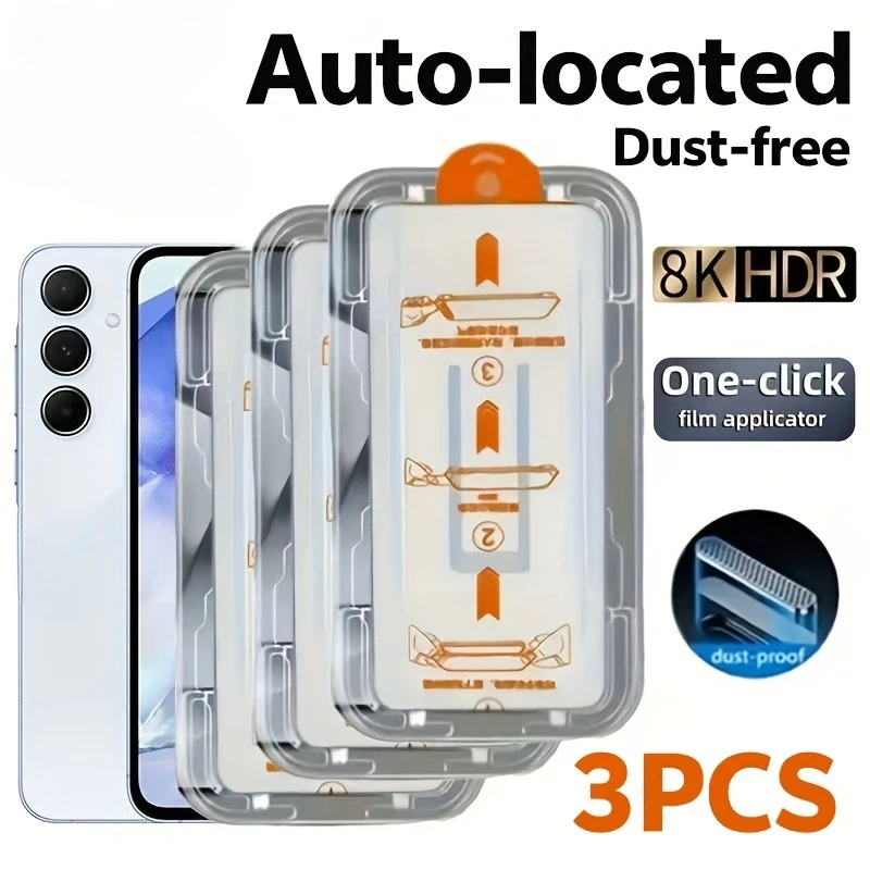

3Pcs Full Cover Oleophobic Coat Anti-Fingerprint Screen Protection For Samusng A57/37/27/17/07 Ultra Clear Auto-located Dust Kit