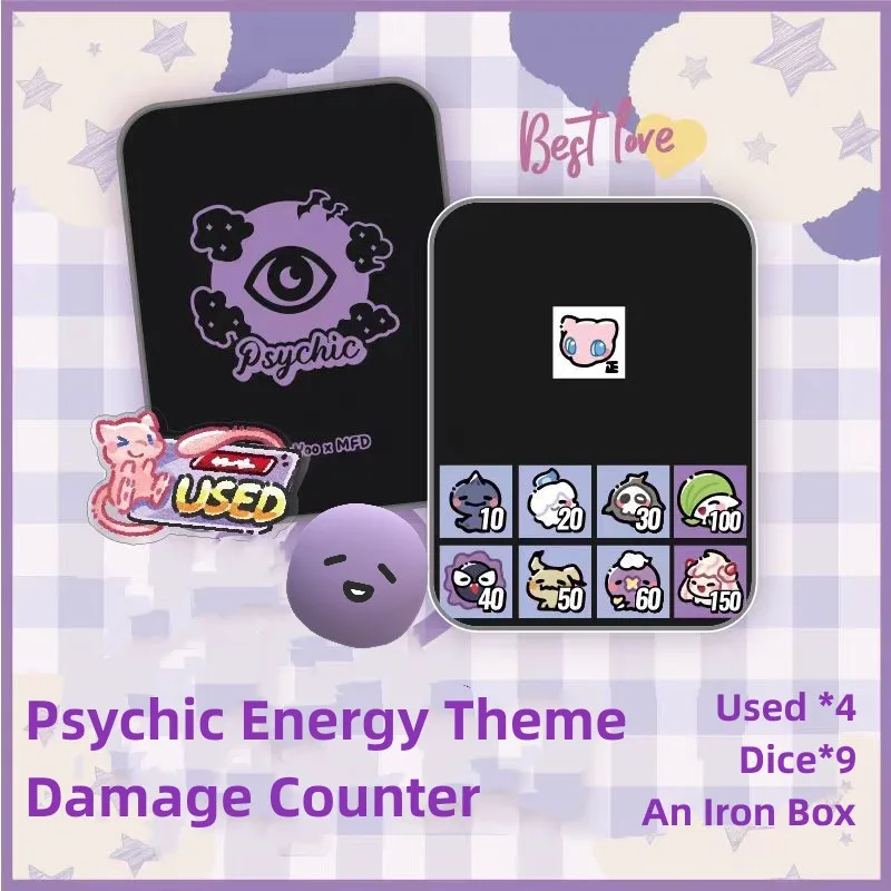 PTCG Pokemon Match Scoring Damage Counter Storage Box Role-playing Game Grass Water Heat Psychic Energy Counter Wave 42