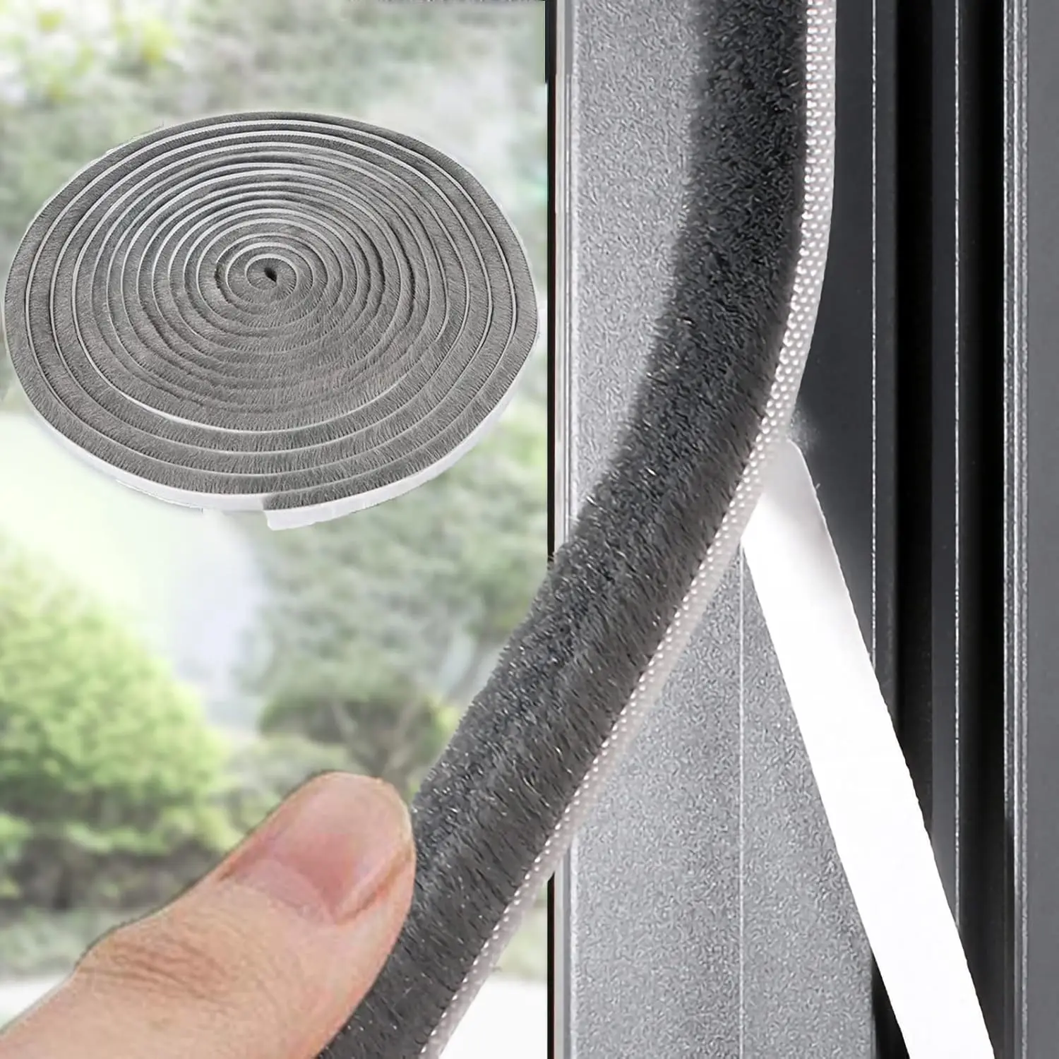 33 foot gray self-adhesive soundproof strip, for doors and windows, soundproof, windproof, width 0.35 inch x thickness 0.2 inch