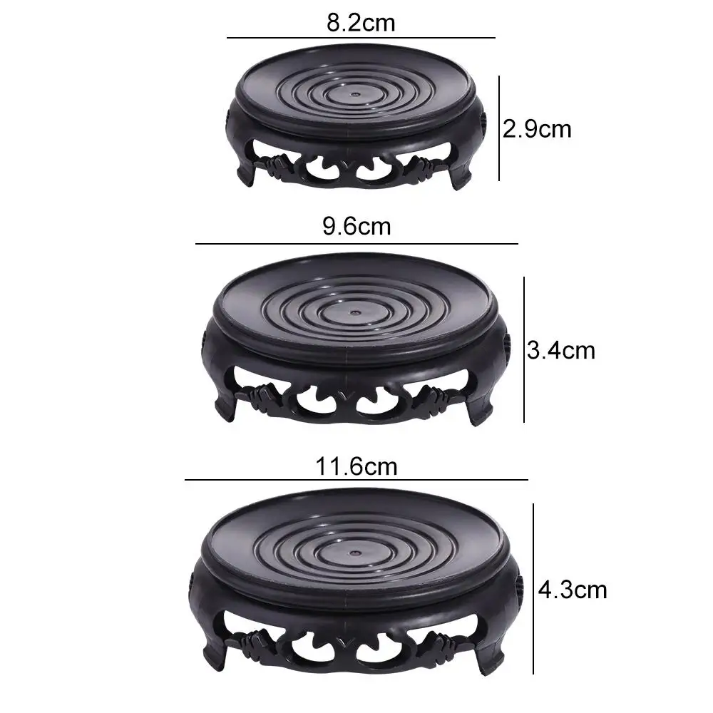 Plastic Flowerpot Base Artware Carving Flower Pedestal Holder Round Bonsai Display Tray Plant Pot Holder Home Garden Decoration