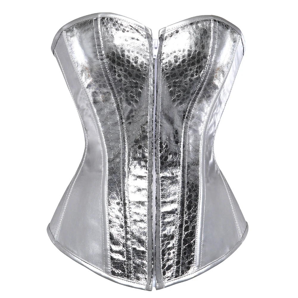 Corset Bustier Top for Women Retro style Golden Silver Overbust Corset Plus Size Sexy Leather Korset Nightclub Party Lingerie