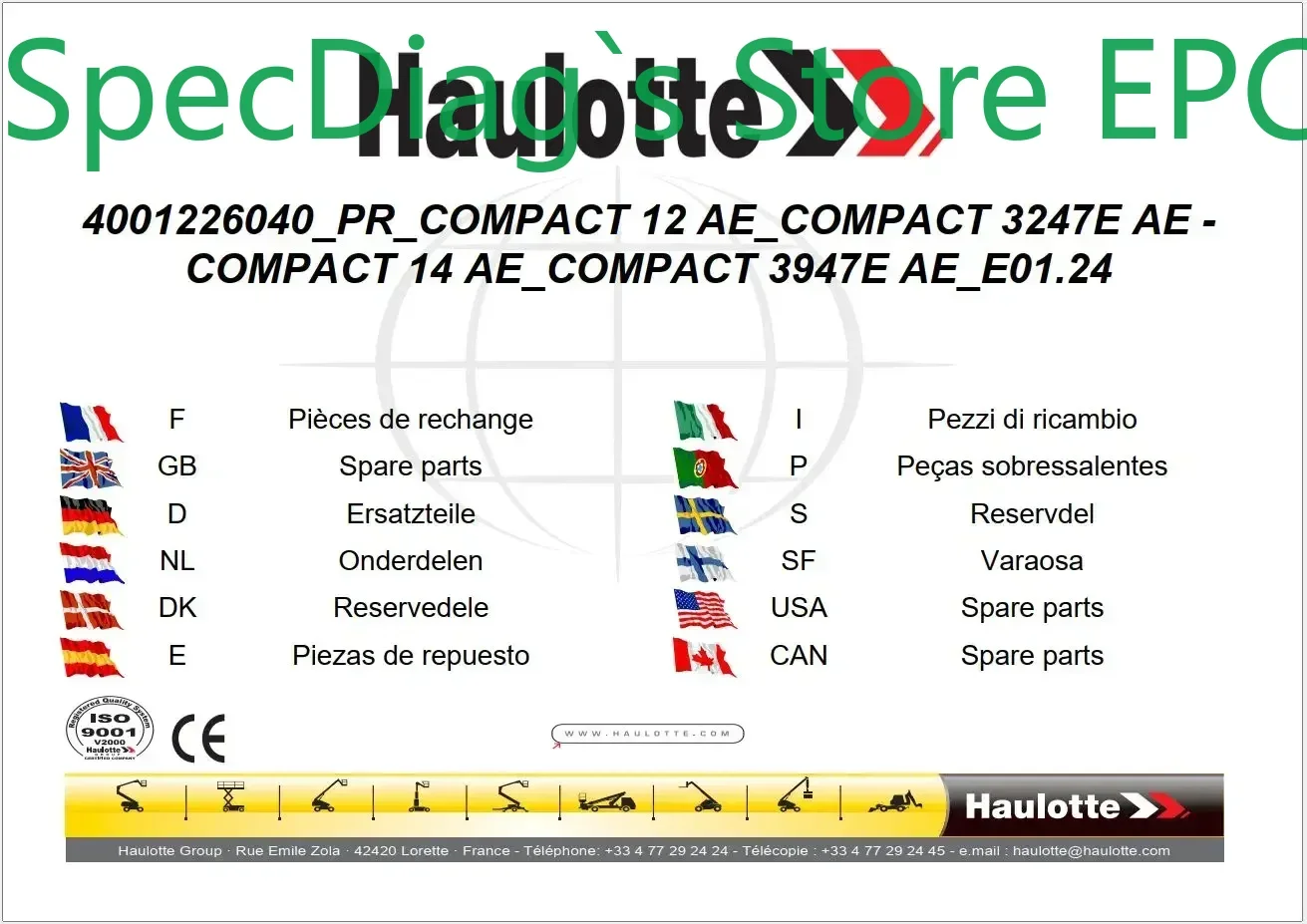 

SpecDiag Haulotte 7.03 GB PDF New Operator Maintenance Repair Parts Service Manuals