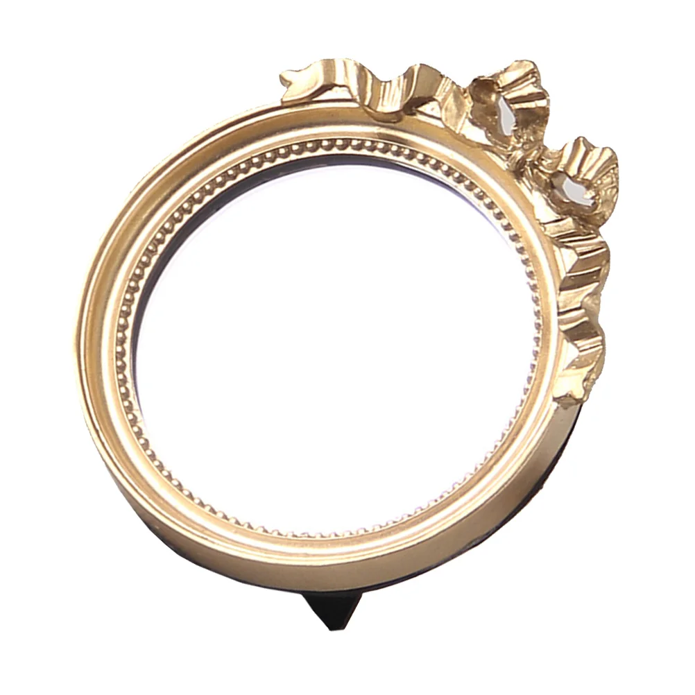 1 قطعة مرآة ماكياج Bowknot مستديرة بسيطة عصرية الشمال تصميم مقاومة للخدش المغلفة الإطار المرأة مرآة صغيرة #6