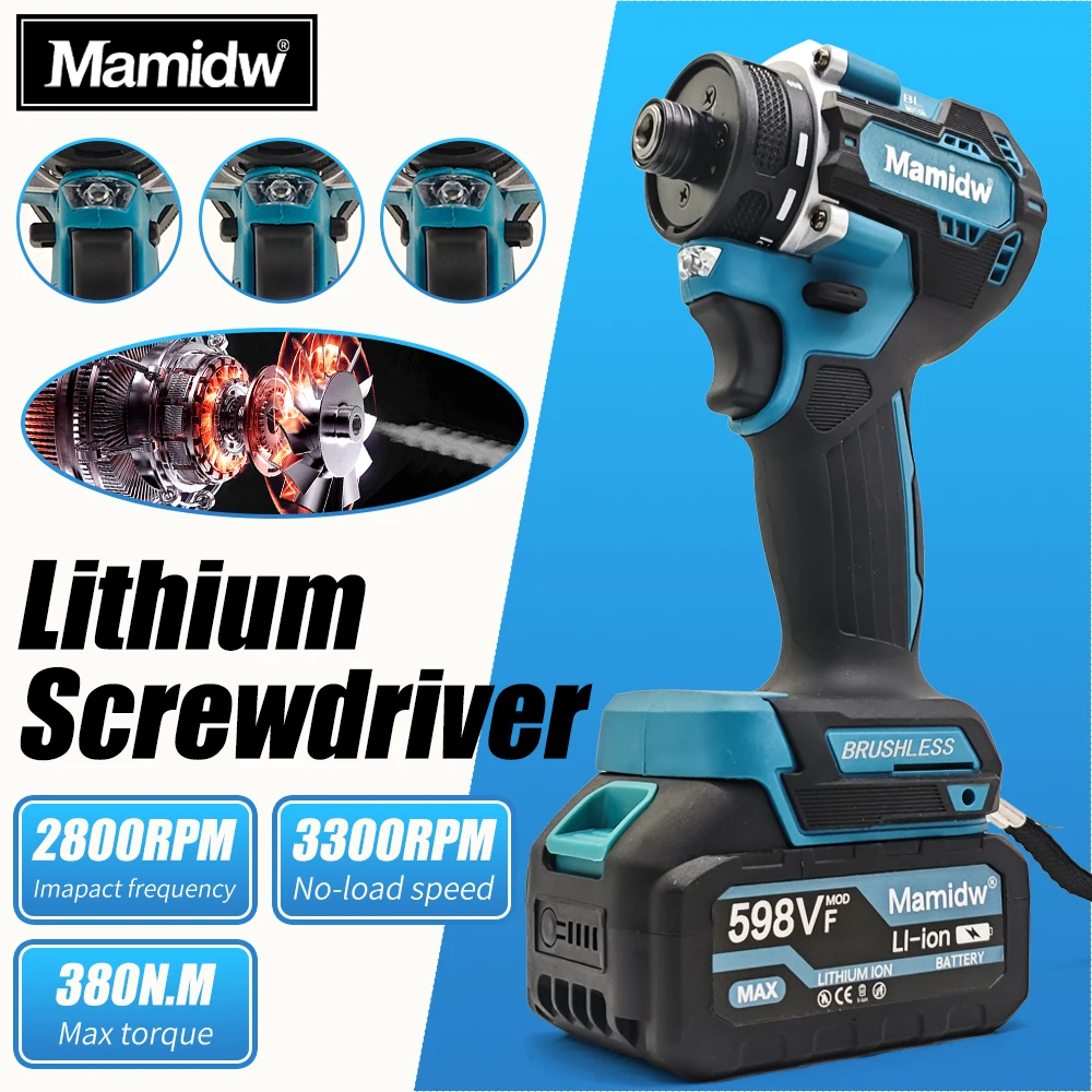 Bürstenloser Schlagschrauber für Makita 18V Akku, 380N.m Max. Drehmoment, Variable Geschwindigkeit, LED-Licht, Professioneller DIY-Einsatz, Für Bau und Heimreparatur
