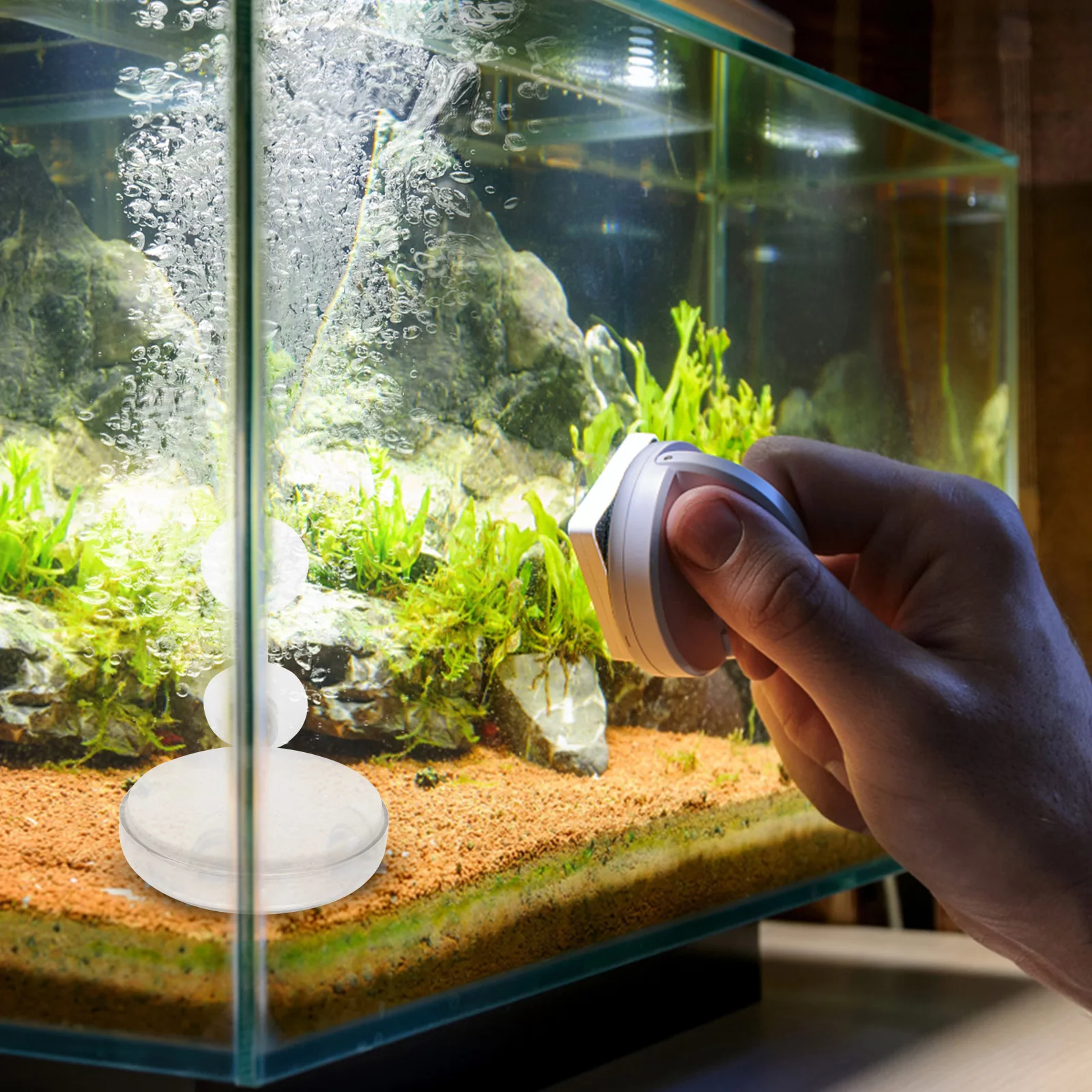 

Air Pump Disc Aquarium Decoration Bubbler Transparent Fish Tank Airstone
