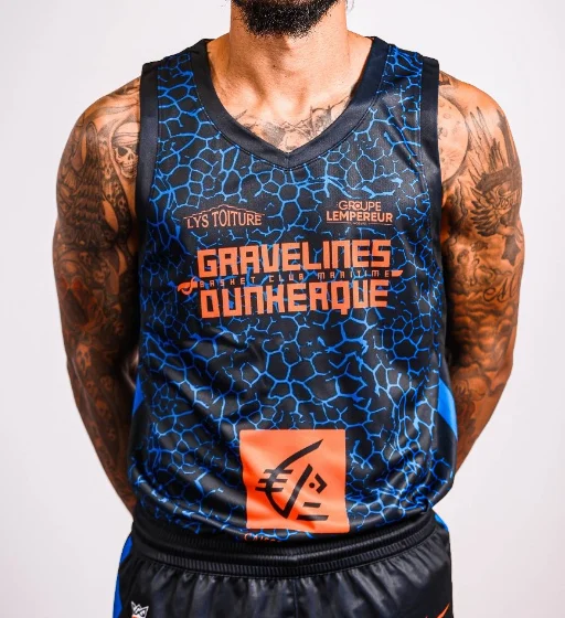 2026 New Hot BCM Gravelines-Dunkerque Basketball Suit, Quick Drying Breathable Sleeveless Shirt, Family Parent-child Outfit