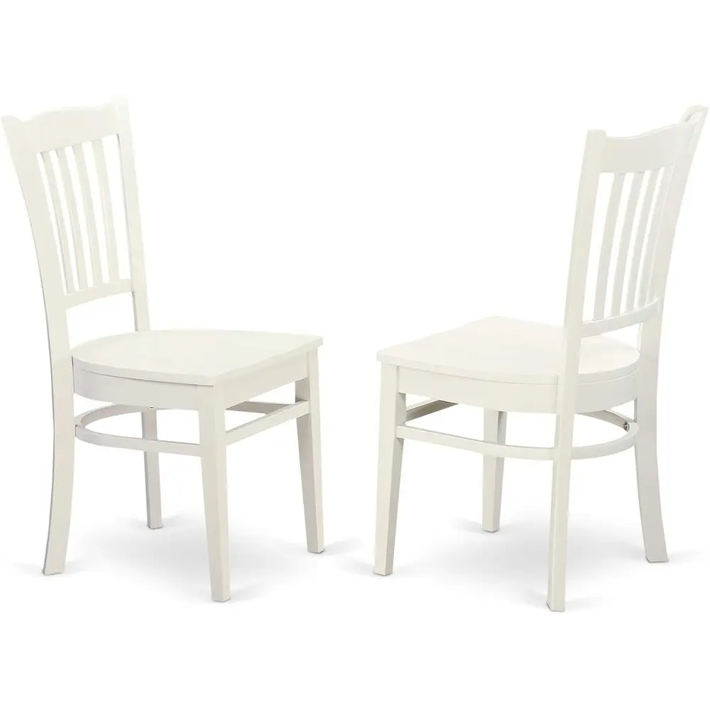 طقم طاولة مطبخ مكون من 5 قطع مع 4 كراسي، 42 دائري، أبيض كتان