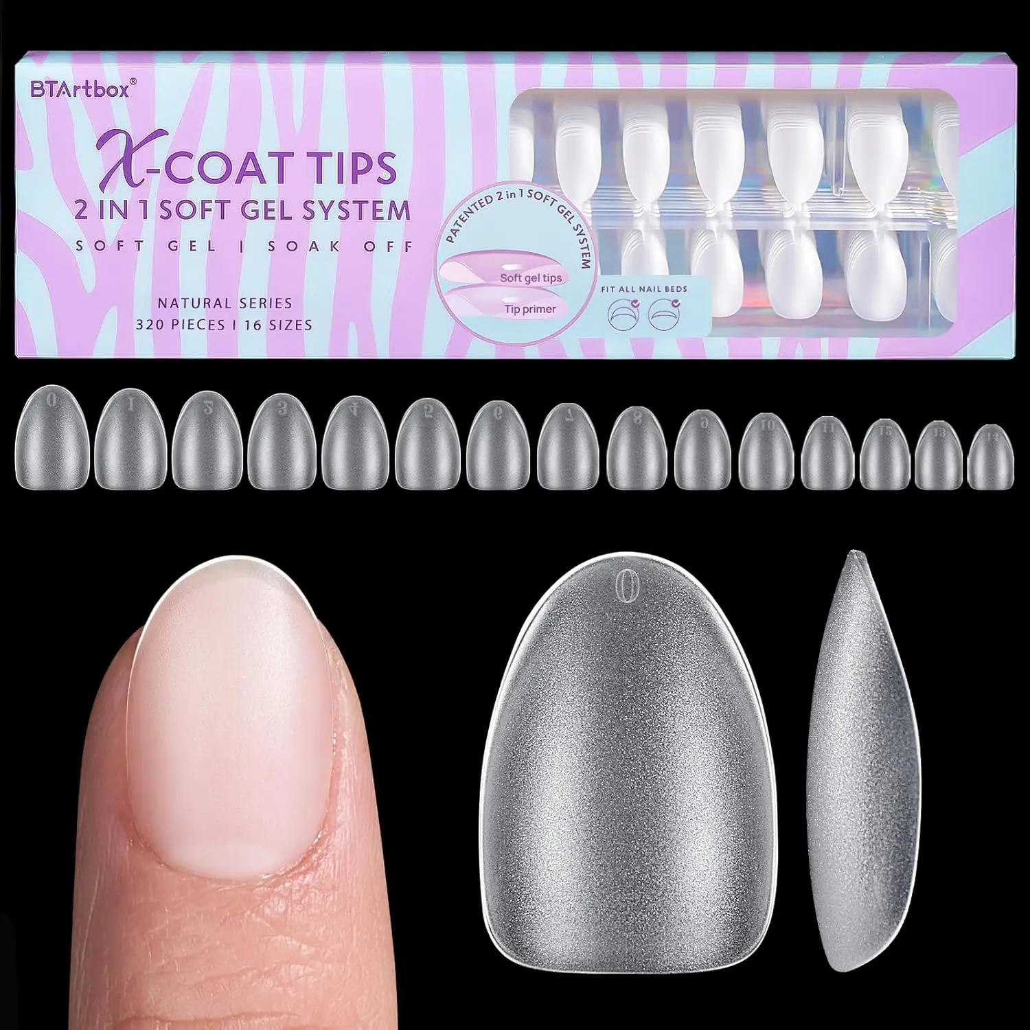 

Extra Short Almond Nail Tips - Clear Gel, Pre-shaped, Matte Oval, Full Cover for Daily Nail Art