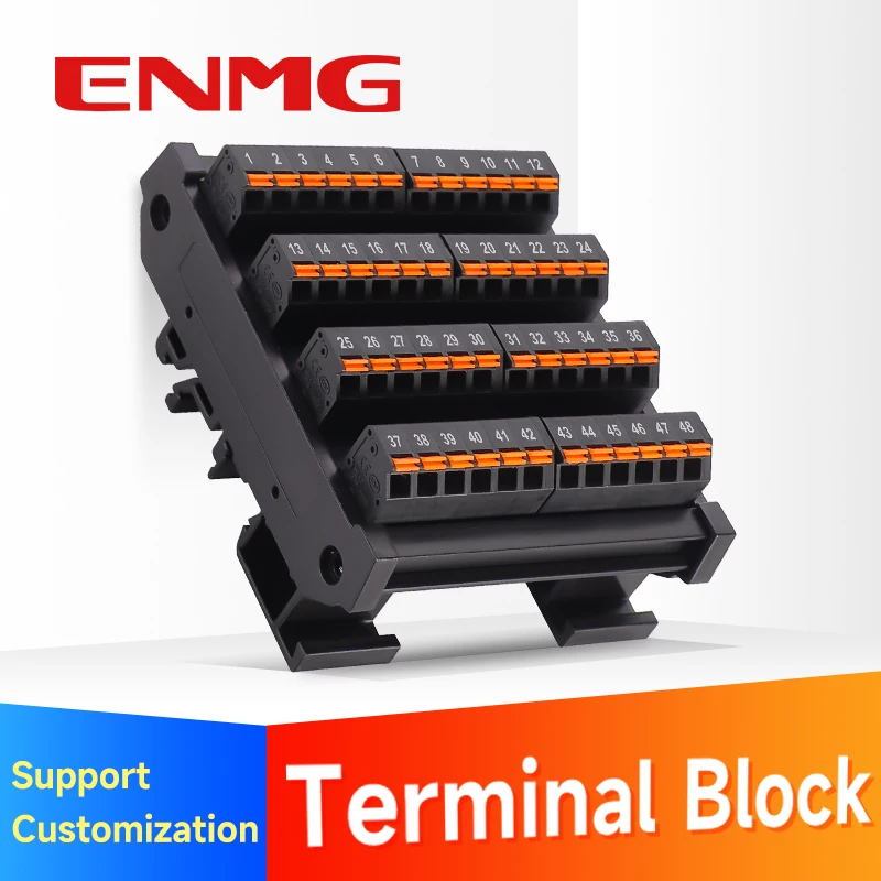 ENMG Wiring-Saving Distribution Terminal Block Spring-Type Push-In ECTB10A PLC Signal Transfer Terminal Strip DIN Rail Mount