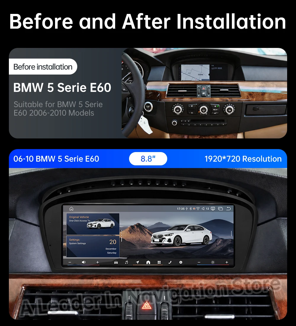 Android 16 For BMW 5 Series E60 2006 - 2011 Car Wireless Auto Carplay BT Stereo Video Player Radio Tools 4G Wifi GPS Navi Tools