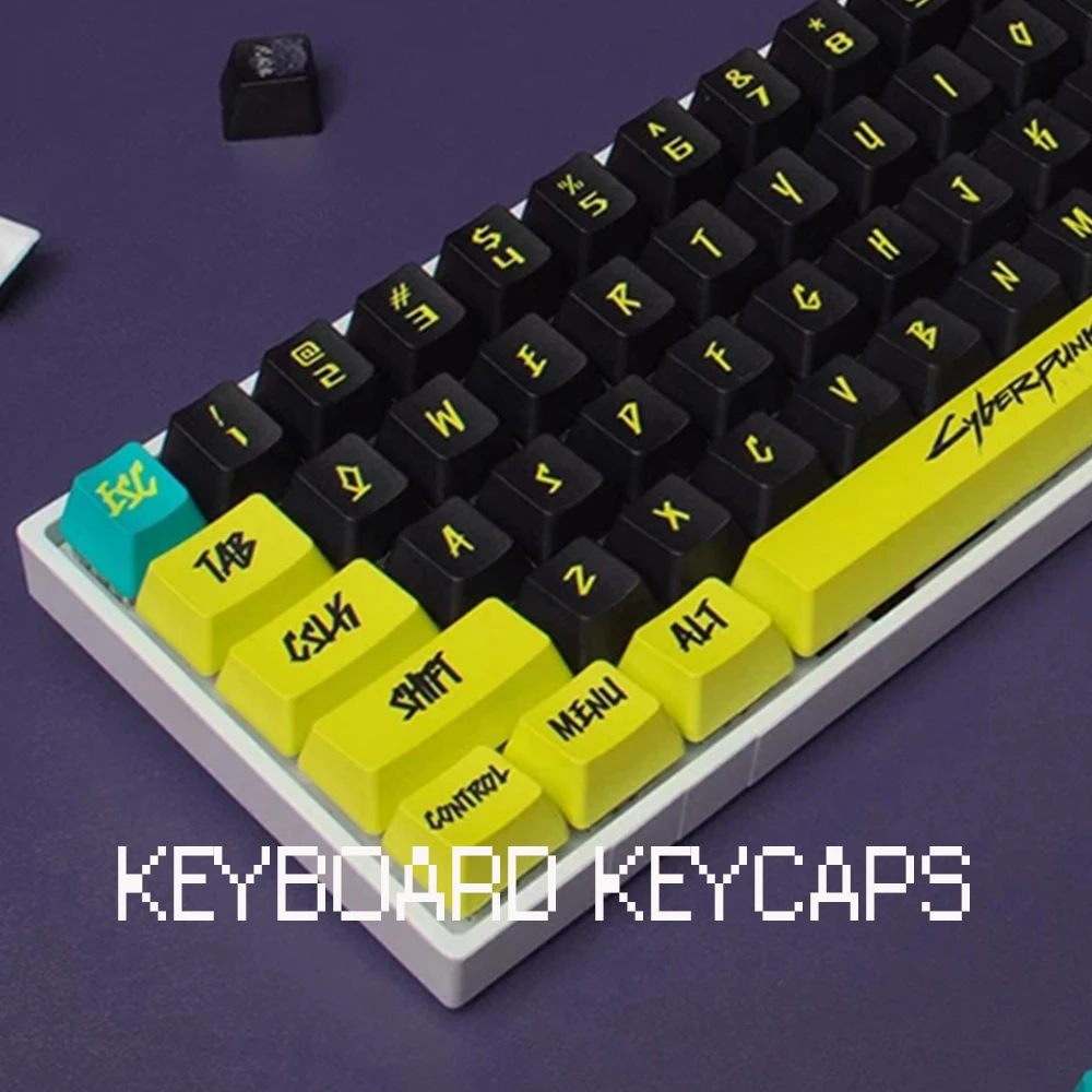 Keycaps para Teclado Mecânico, Keycaps para Teclado Sublimação, Keycap, Keycap, Keycap, Tema Cyberpunk, Perfil Cereja, PBT, Personalizado, 130 Chaves