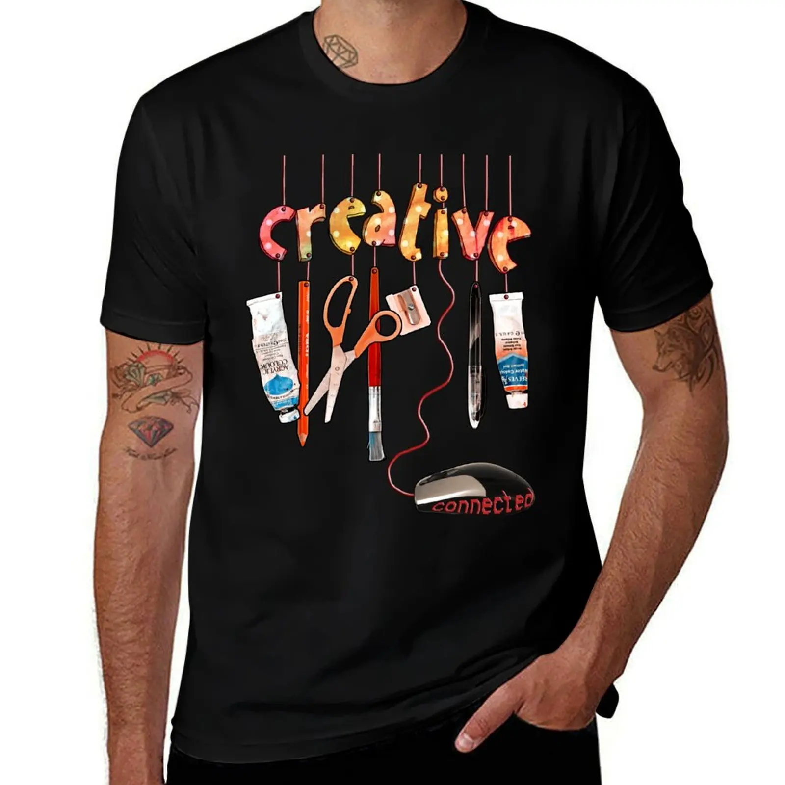 

Connected Creative T-Shirt t shirts for man pack white man t shirt cotton high quality T-Shirt
