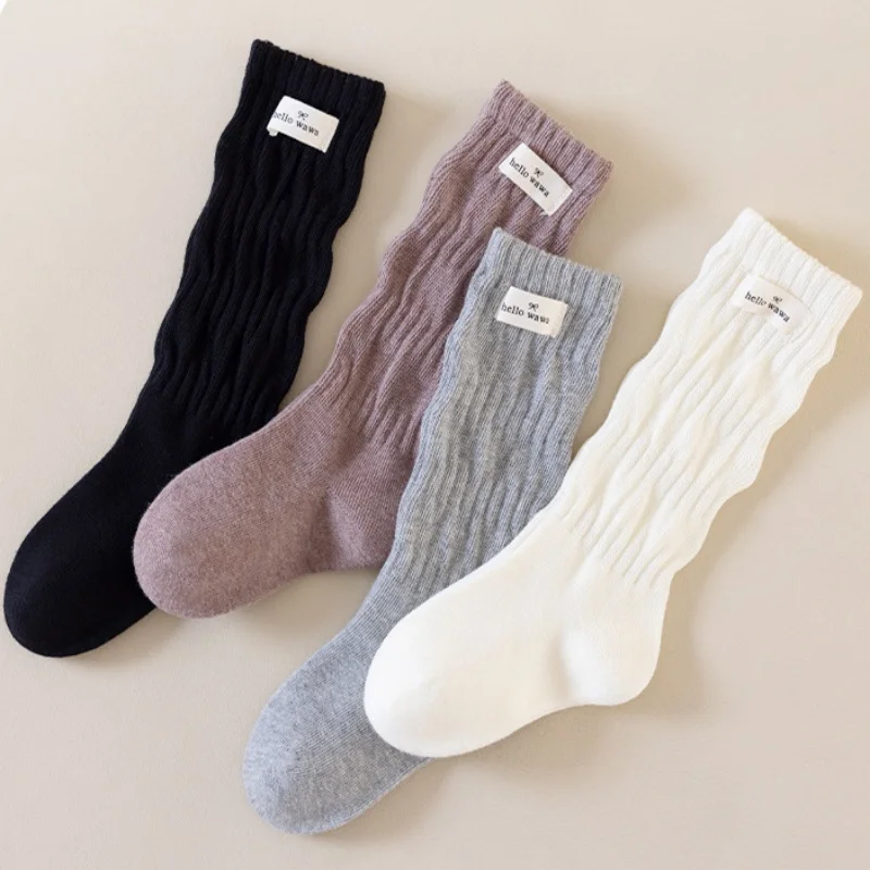 Baby Kids Knee High Socks Soft Cotton Toddler Girls Boys Long Socks Breathable Ribbed Knit Children Crew Socks Spring Autumn New