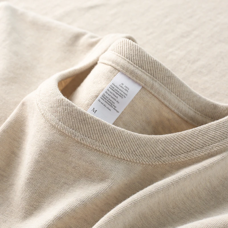 

Cry Beige 300g Heavyweight Fce Long Sve T-irt ex Loose Fit Base Layer irt for Spring Autumn American Casual ...