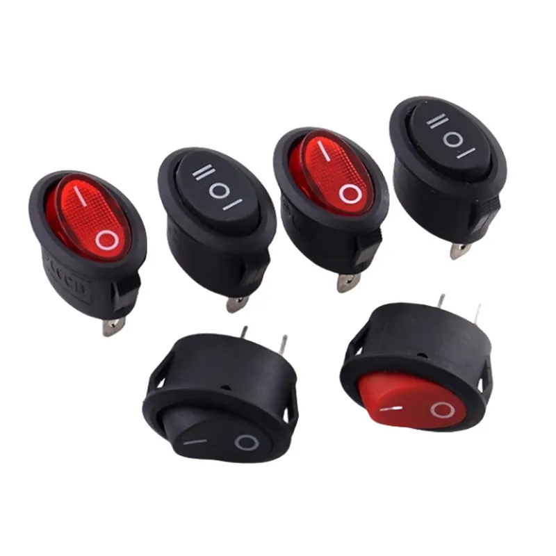 100pcs KCA1 Oval Ship-type Switch Copper Pin Black Red 2-Position, 2-Pin, 3-Pin, 3-Position 6A 250V
