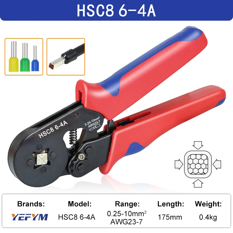 Beentje Krimptang HSC8 6-4/6-6 Elektrische Crimper Tang Voor Draad End Crimp Buis Terminals elektrische Circuit Reparatie