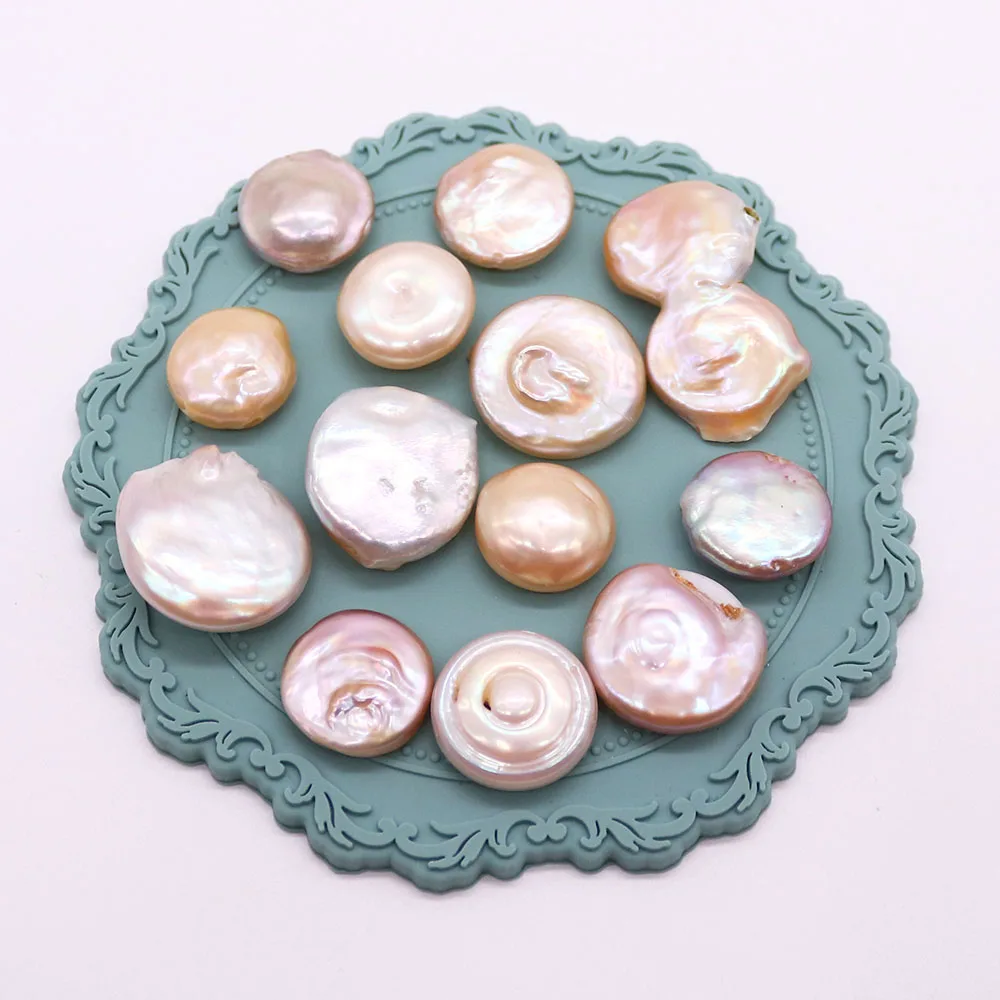

Natural Freshwater Pearl Irregular Disc Button Shape Beads Colorful Pearl Nonporous Loose Bead Accessory 5 Pcs DIY Necklace Gift