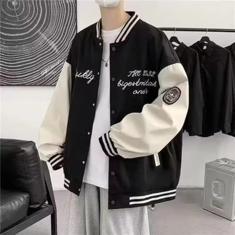 Loose Casual Baseball Jacket for Boys Spring Autumn New Style Hong Kong Style Trendy Jacket Youth High School Students