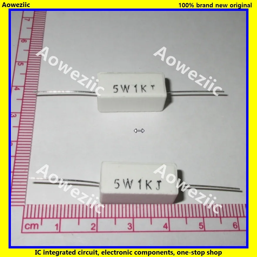10 Uds RX27 resistencia de cemento Horizontal 5W 1K ohm 1K RJ 5W1KJ 1000R 1000Ohm resistencia cerámica precisión 5% resistencia de potencia