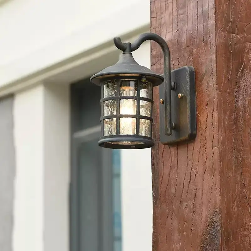 Vintage Outdoor LED Wall Lamp Waterproof IP65 Black Aluminum Outside Wall Lights Garden Yard Balcony Porch Lighting
