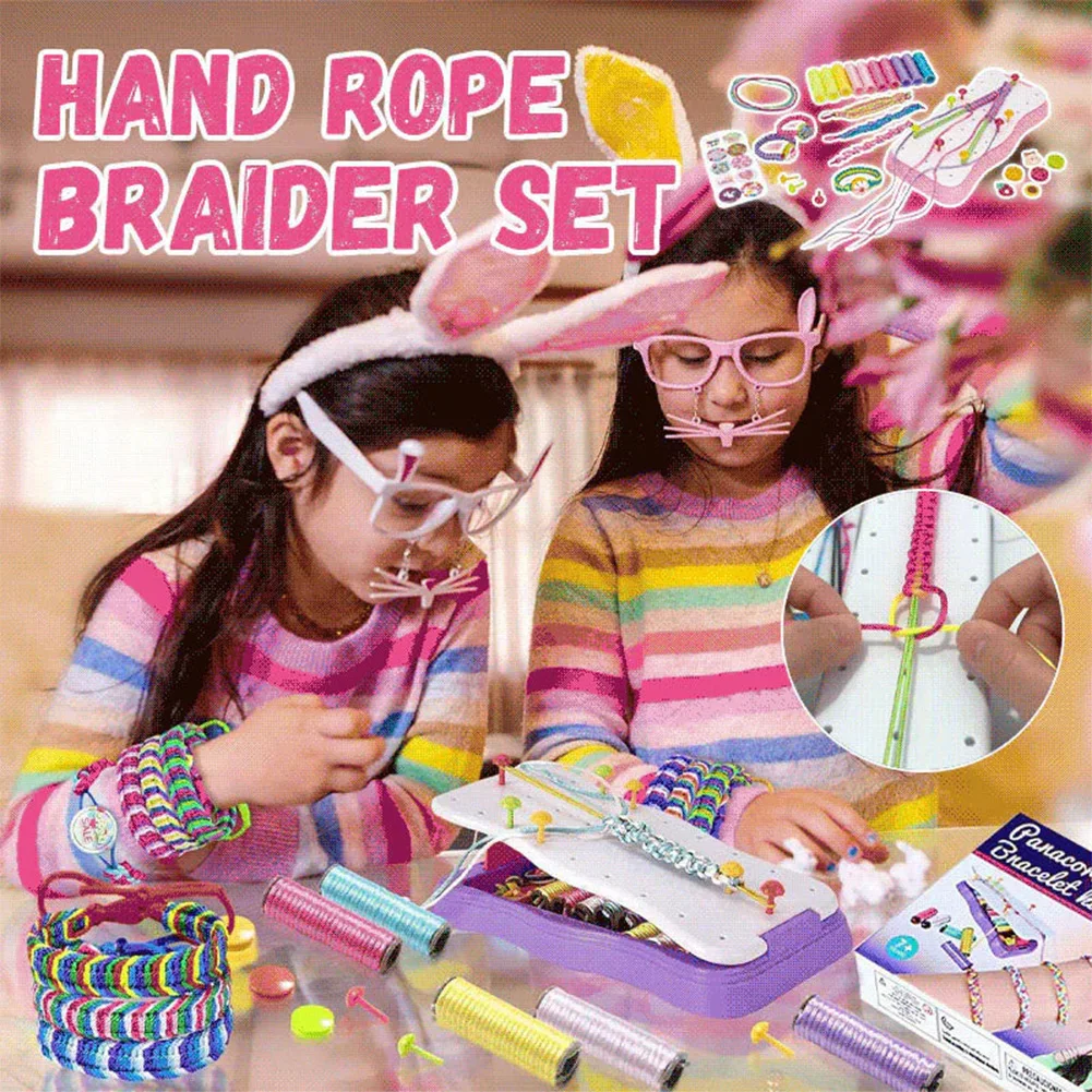 DIY Weaving Bracelet Making Materials Kit Stylish Wrist Strap Jewelry Birthday Gift Colorful Hand Rope Braider Set for Kids Toy