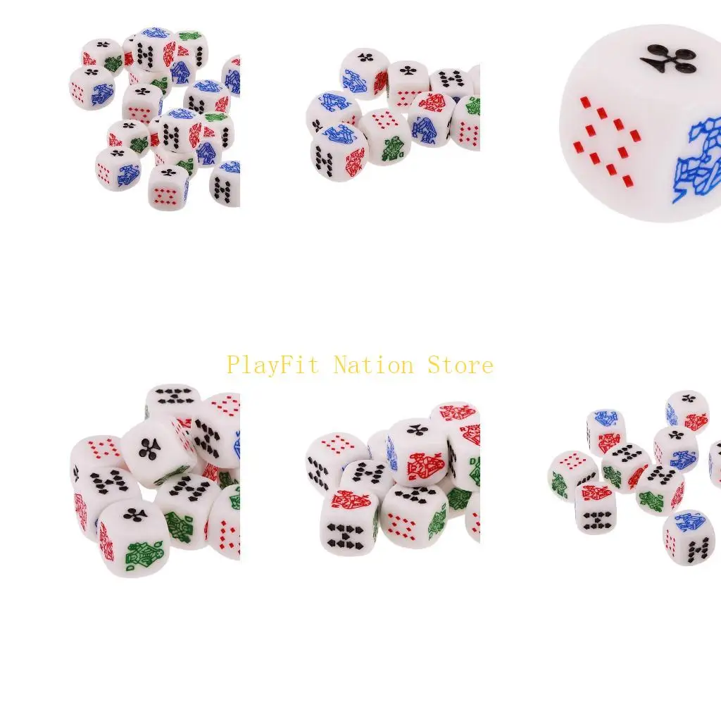 

242F Набор из 10 акриловых кубиков Queen 16 мм для покера, игральных карточных игр, 6-сторонних кубиков D6, кубиков для игр