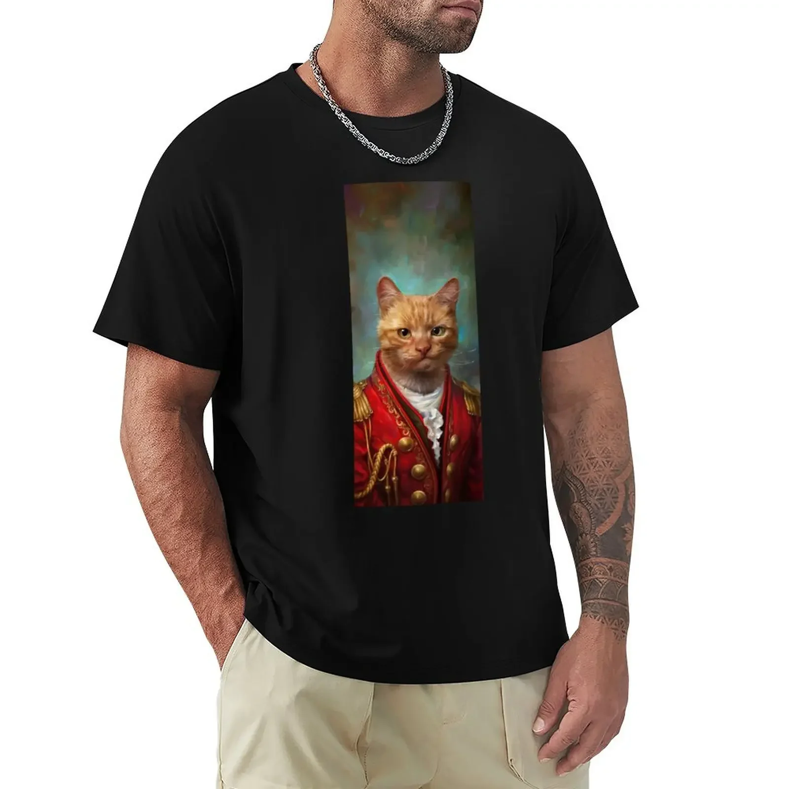 

Court General Wise Cat T-Shirt for a boy anime clothes mens fashion