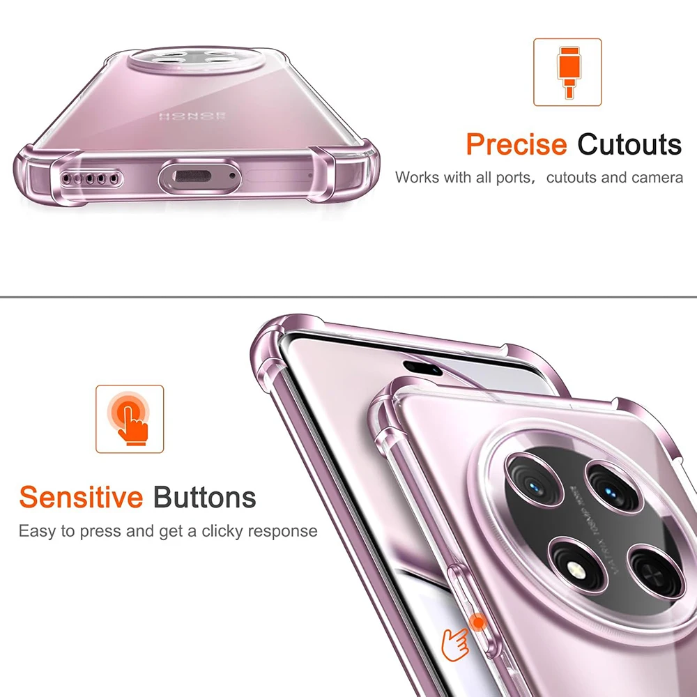 Shockproof Silicone Soft Case For Huawei Honor Magic7 Magic6 Magic5 Magic4 Lite Pro Ultimate Thin Clear Cover For Magic 7 6 5 4
