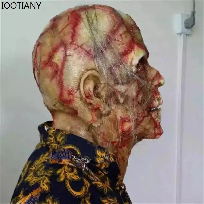 تأثيري هالوين حفلة الرعب غيبوبة المومياء تأثيري اللاتكس قناع الدموي الاشمئزاز الفاسد الوجه أقنعة الرعب حفلة تنكرية مخيف رئيس C