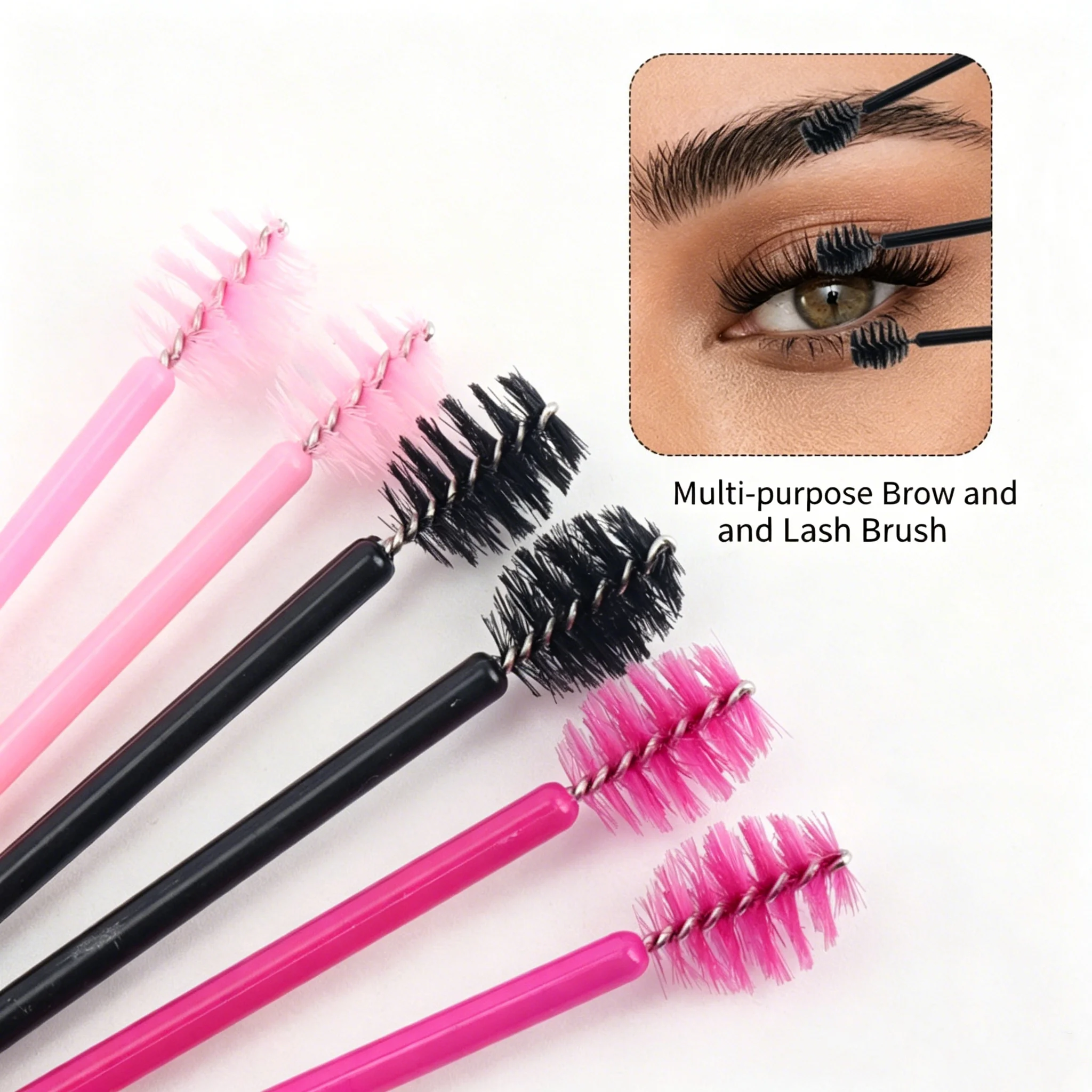 Factory Wholesale Apple-Shaped Eyelash Brush Heads 10000 Pcs Disposable Lash & Brow Spoolies