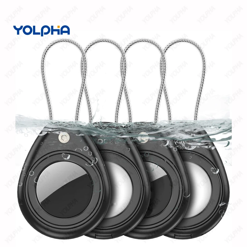 AirTag Case Waterproof Silicone Holder Anti-Loss Keychain Airtags with Wire Cable for Pets Collar Backpack Luggage GPS Tracking