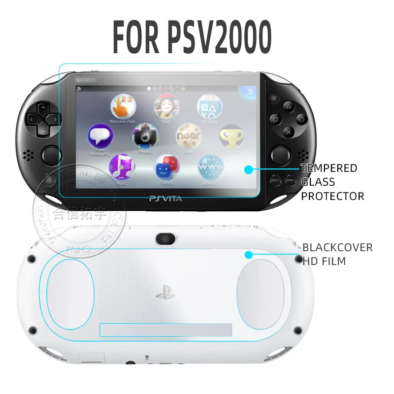 HOTHINK 1set Screen Tempered Glass Protector Back Cover HD Skin Film for PSV2000 Console Vita PCH-2000 Slim Protector