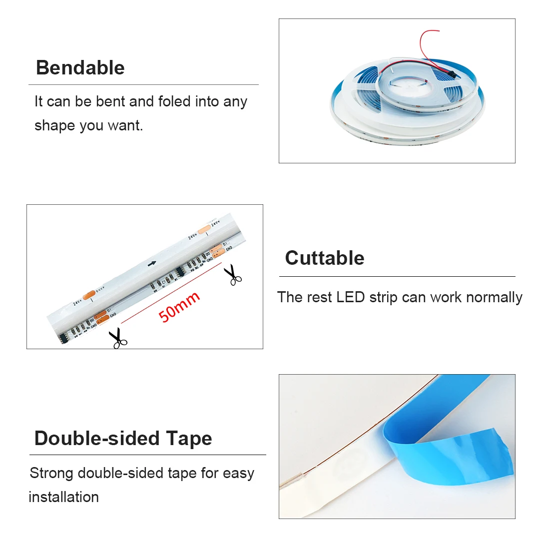 Indirizzabile Flex COB LED Strip Light 24V ws2811 720leds/m Full Dream Color LED Tape Strip Magic Colorful Room Decor Lamp per TV