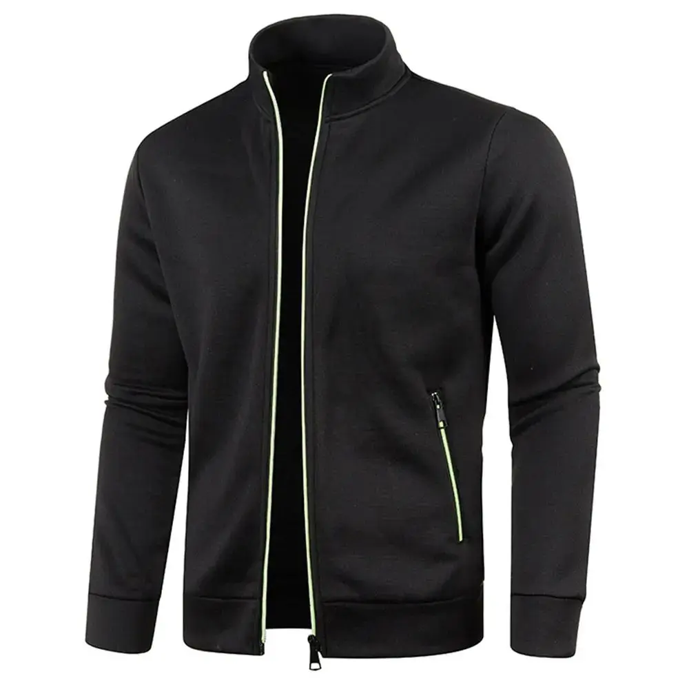 

New Men's Thiened Casual Jaet with Zipper Stand Collar Thermal Faionable Youth Sle for Autumn ort Length Sve Seven
