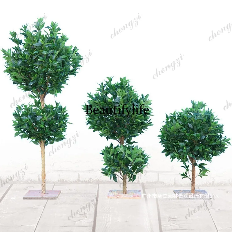 A74 simulation single pole laurel potted plant hotel window storefront decoration simulation plant living room